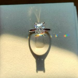 Solid 14k gold 3.01ct (E VVS2) lab radiant diamond ring with hidden halo lab dia